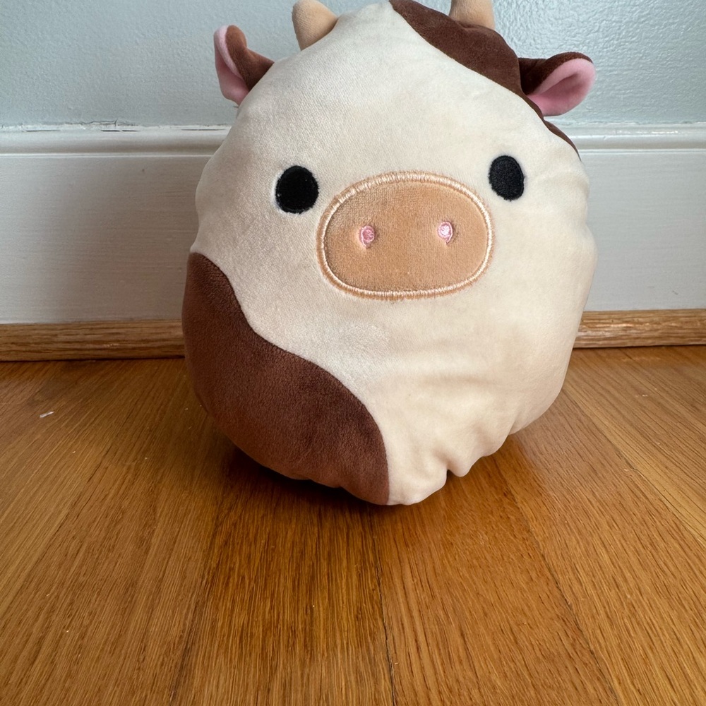 Squishmallows Reversible Cow & Milk Plush | Brown & Cream | Soft Stuffed Toy